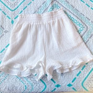White Ruffle Shorts